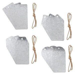 METAL TAGS WITH TWINE, LOT OF 4, 3 PACK EACH. 12 METAL TAGS CRAFT PERSONALIZING